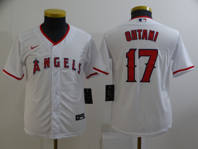 2021 Youth MLB Los Angeles Angels #17 Ohtani White jerseys